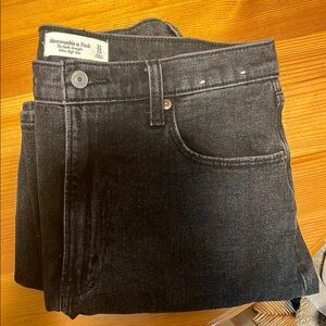 Abercrombie & Fitch Size 12L / 31 Ankle Straight Ultra High Rise Black Denim